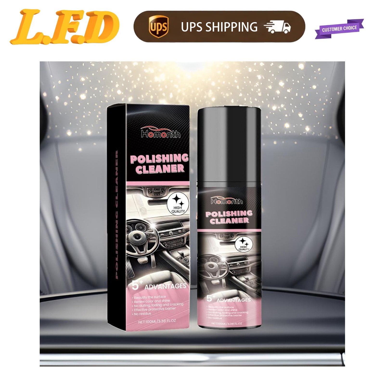 100ml Deep Clean Interior Polish Spray Restores Cabin Textures For Glossy Sheen