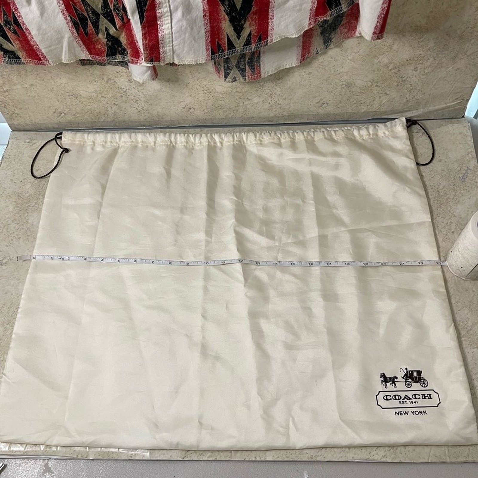 Coach Logo Satin Drawstring Dust Bag 23.50”x19”  Storage Ivory Large Size