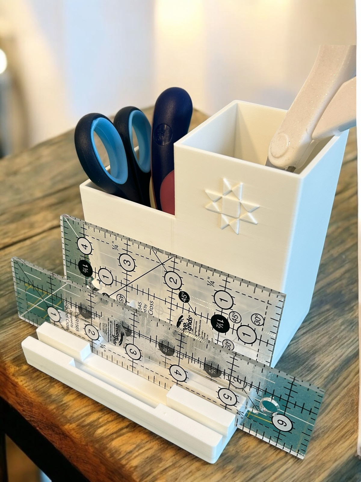 Quilt ruler and Sewing Notion Holder