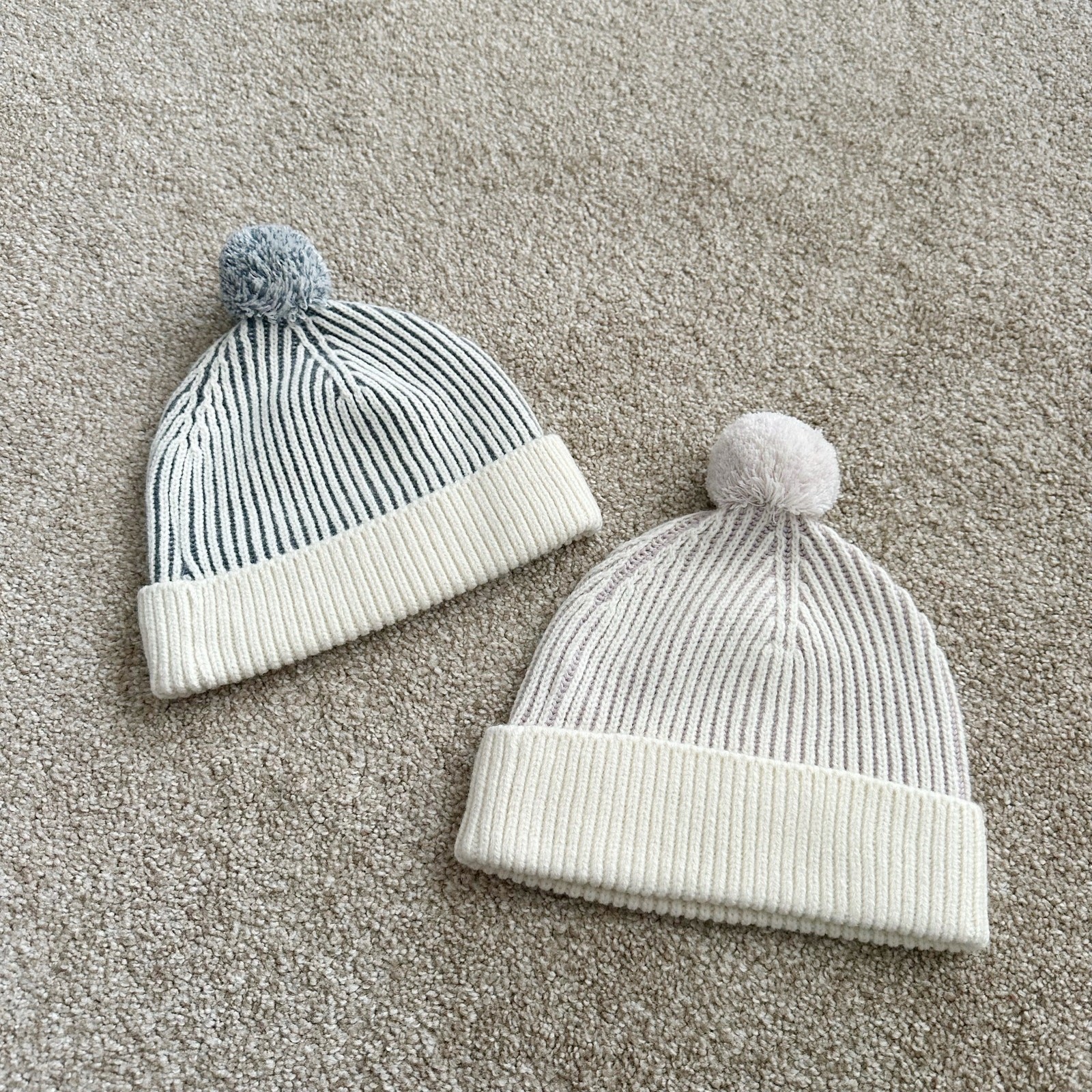 Quincy Mae Ribbed Pom Beanie Lot Blue And Pink Child 1-5Y