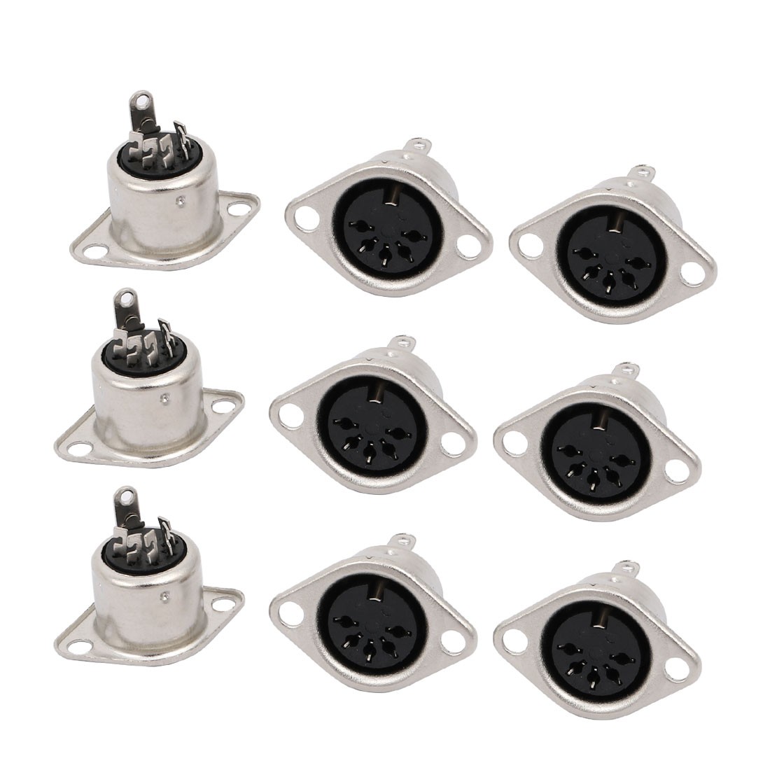 9Pcs 5Pin Female Jack DIN Adapter Sockets Panel Mount Connector