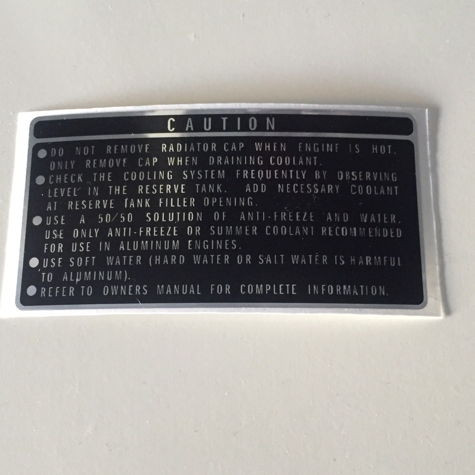 CX500 CAUTION RADIATOR DECAL