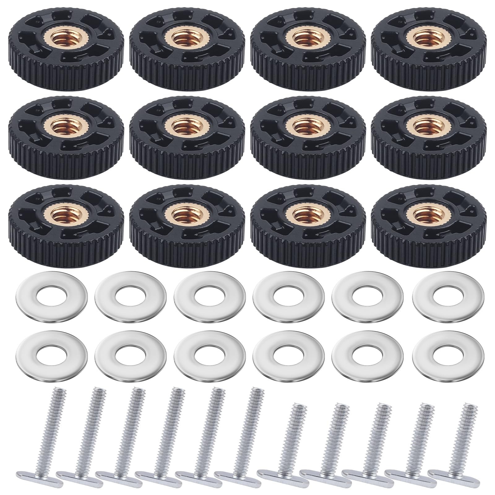 12 PCS TTrack Knob Kit Skeleton Knobs 1/420 Threaded Bolts Washers Jigs