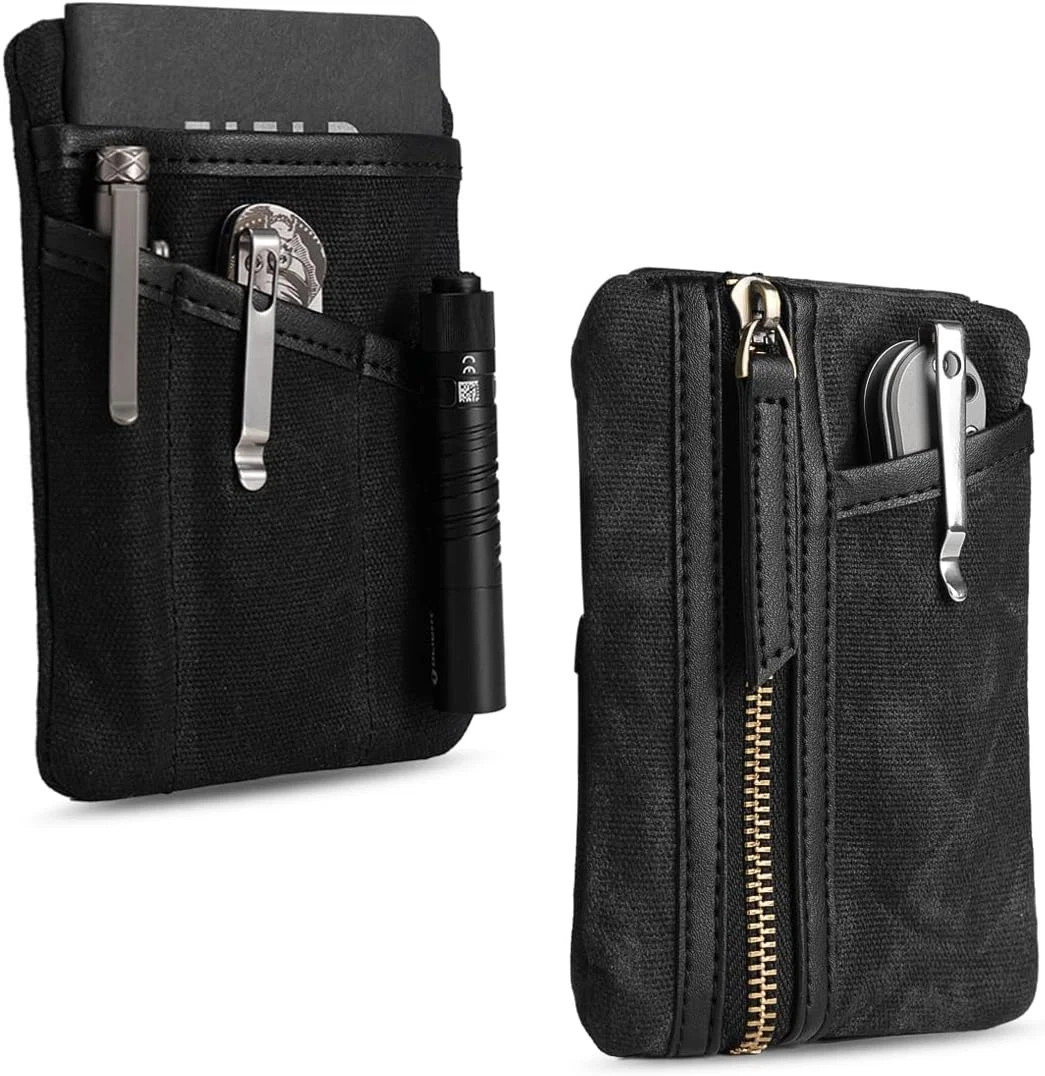 SP6 EDC Pouch, Waxed Canvas Compact Pocket Organizer, EDC Pocket Pouch for Men,