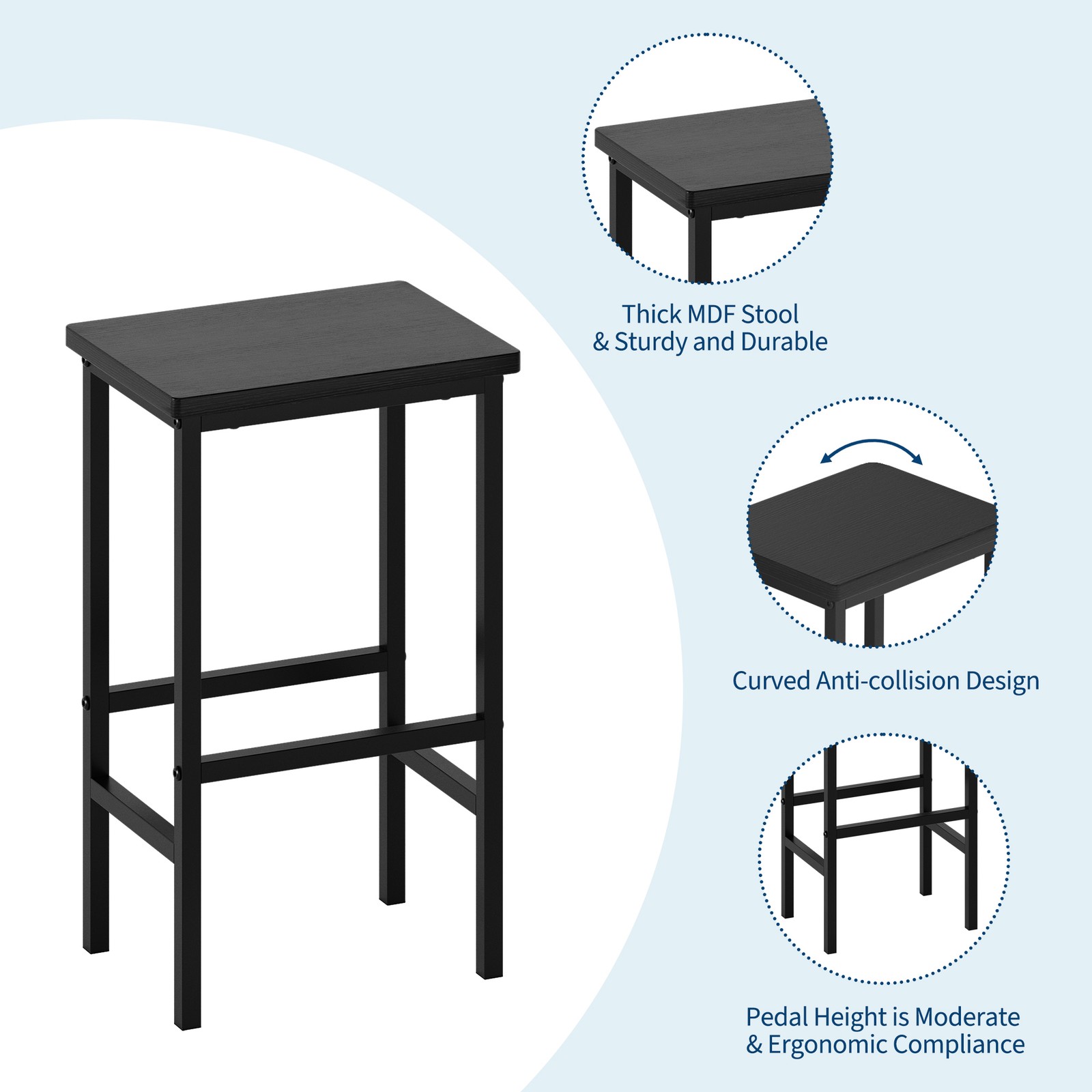 36" Dining Table Set for 2, Kitchen Table and 2 Bar Stools with Storage Shelves
