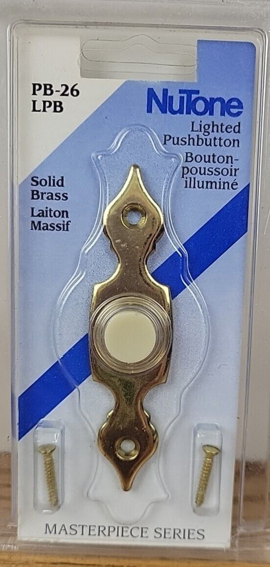Nutone PB26LPB Masterpiece Series Brass Lighted Designer Doorbell Push Button