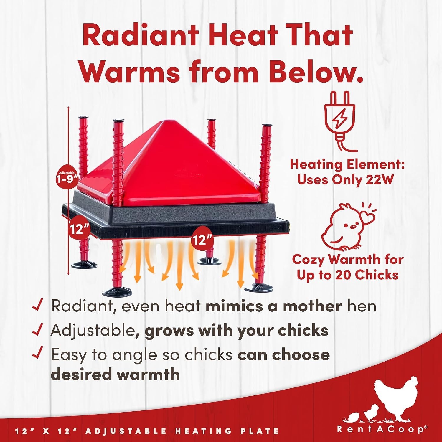 Innovative 12x12” Heating Plate for Chicks - Adjustable and Economical Solution