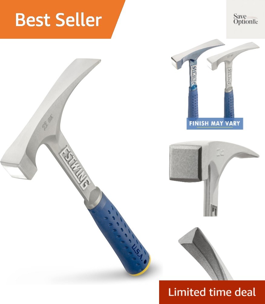 Bricklayers/Mason's Hammer - 22 oz  Made Masonry Tool with Forged Steel Const...