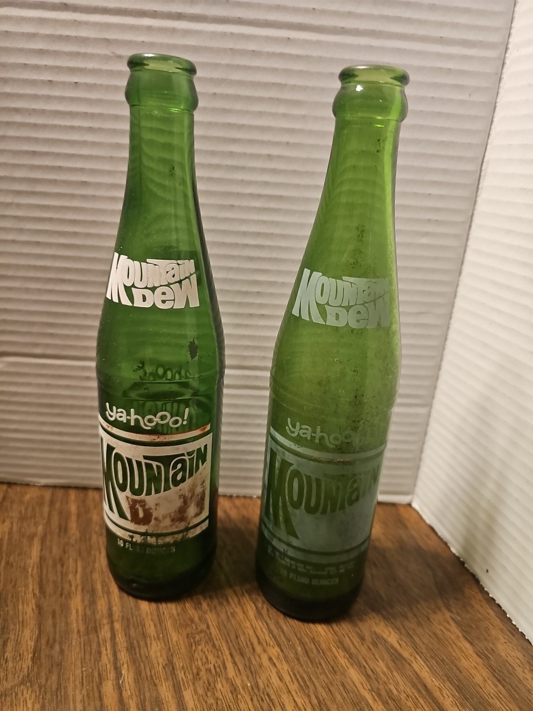 Lot of 2 Vintage 10oz Mountain Dew Green Glass Bottle
