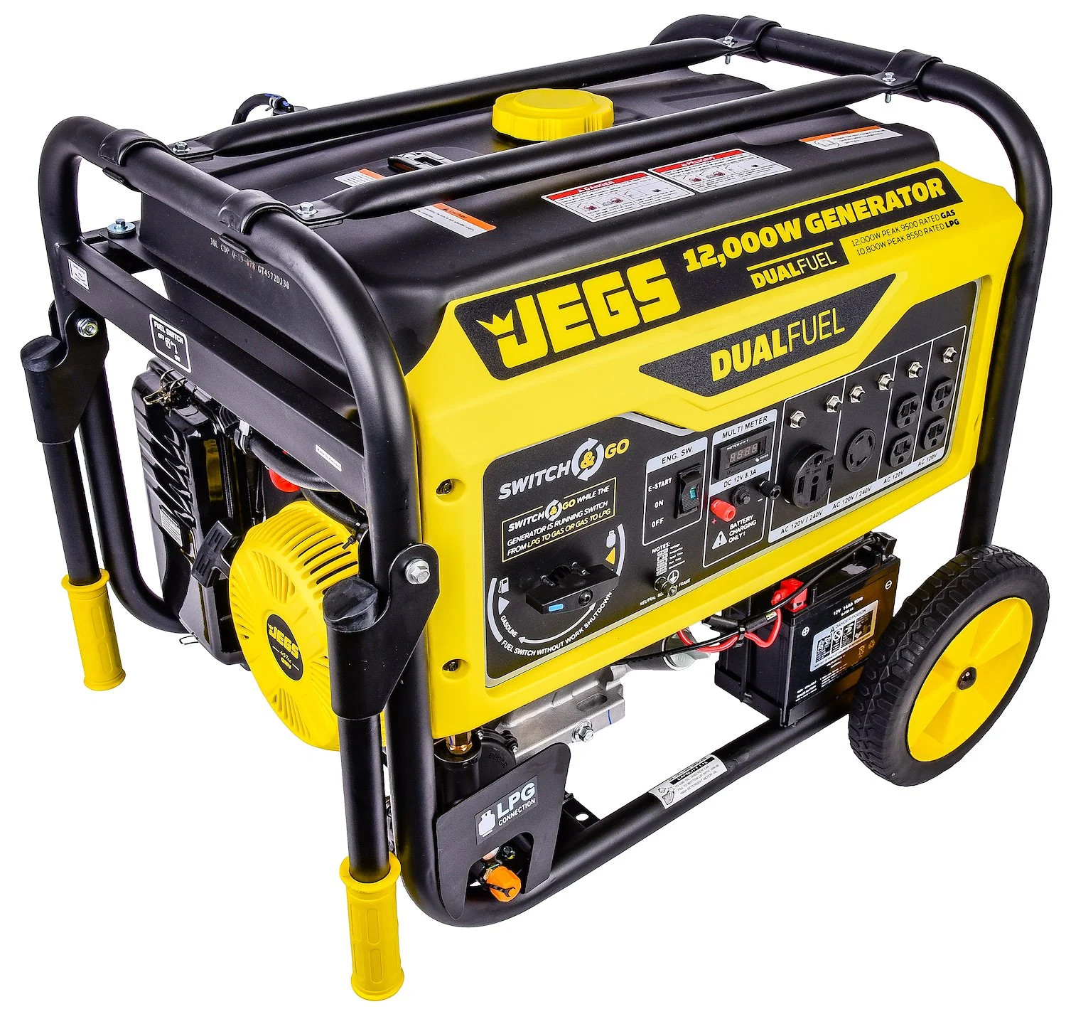 JEGS 86008 Premium Generator, Dual Fuel, Operates on Gasoline or Liquid Propane