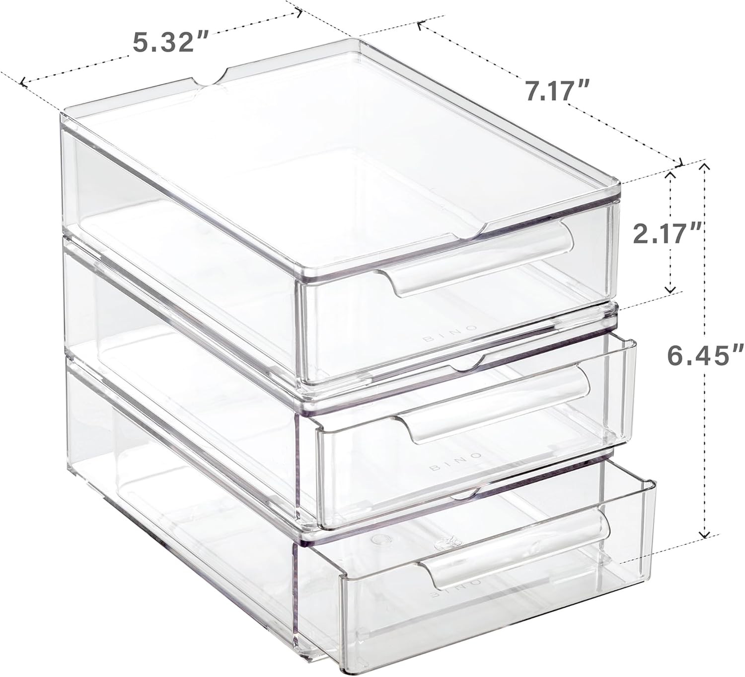| Clear Stackable Storage Drawers Small - 3 Pack | Clear Storage Drawers with