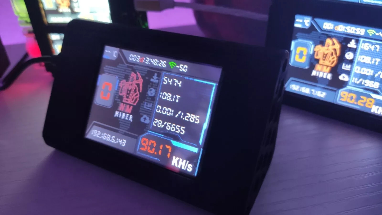 NMminer - Solo Crypto Miner 1025+kh/s - 2.8" Screen - Desk Gadget - Man Cave
