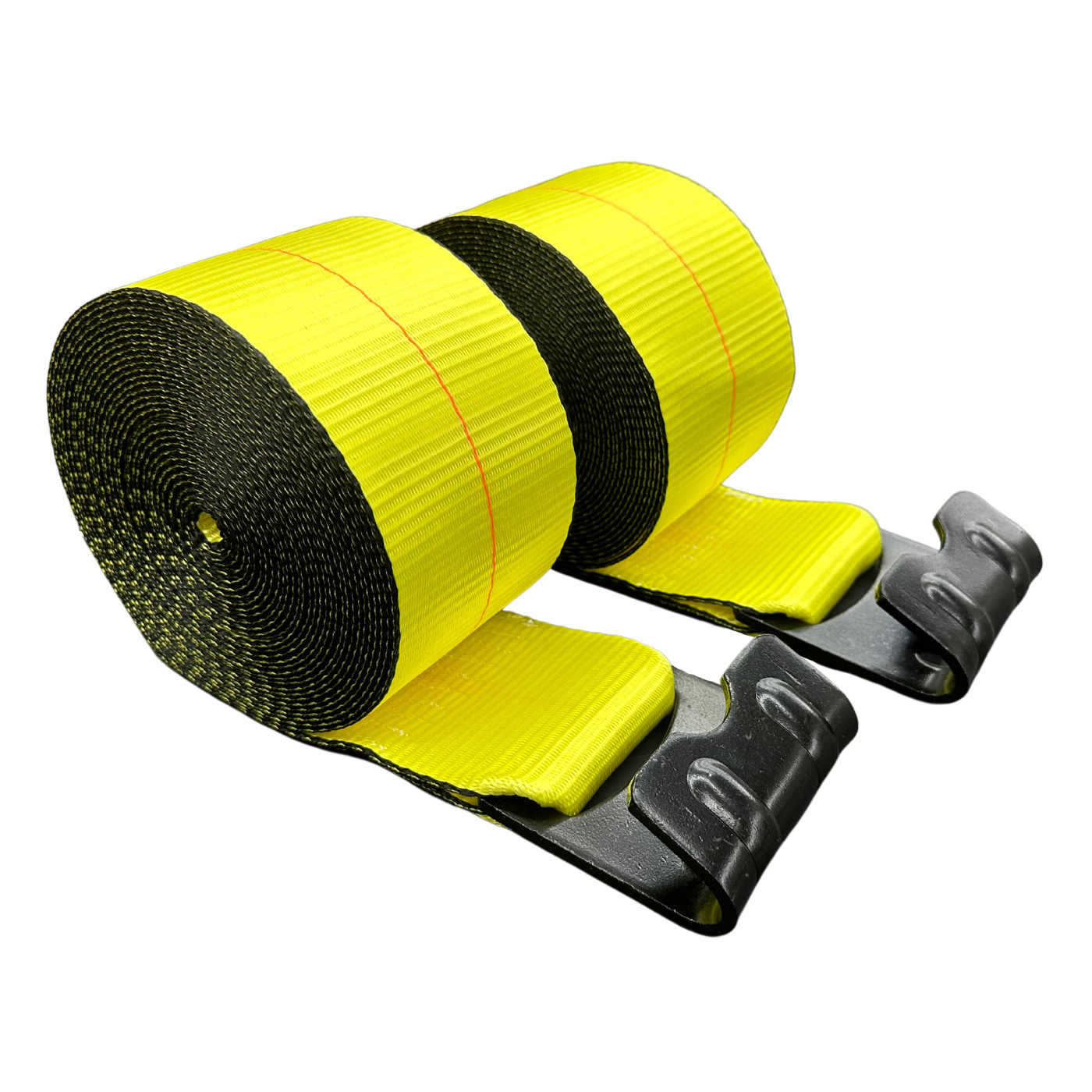 2-Pack 4" x 30' Winch Straps - 5400LB WLL - Falcon Cargo, Flat Hooks, Heavy Duty