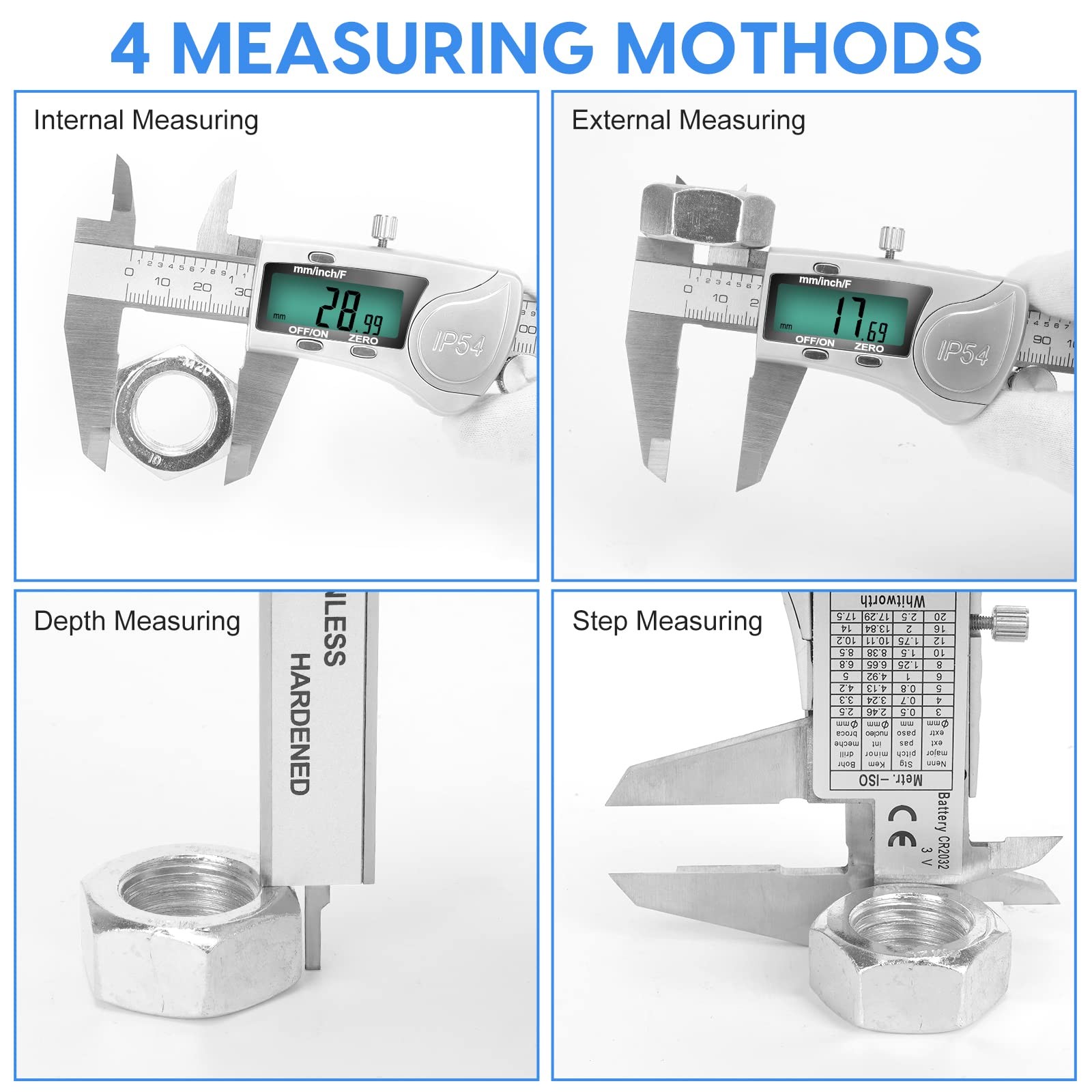 Digital Caliper Measuring Tool, IP54 Waterproof Electronic Micrometer Caliper...
