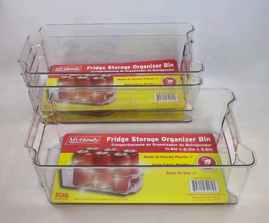 NEW Bundle of 3 Mr Handy Fridge Storage Organizer Bin - 11.8" x 6.3" x 3.5"