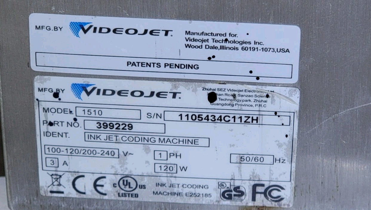 VideoJet 1510 Ink Jet Coder Nozzle needs repair AS IS