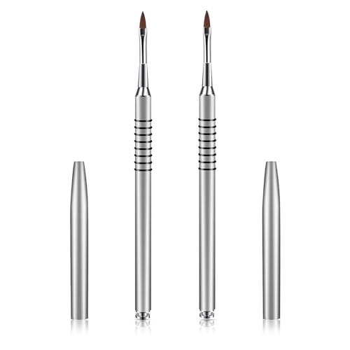 2 Pack 3D Nail Art Brush for Acrylic, Kolinsky Acrylic Nail Brushes Set, Nail
