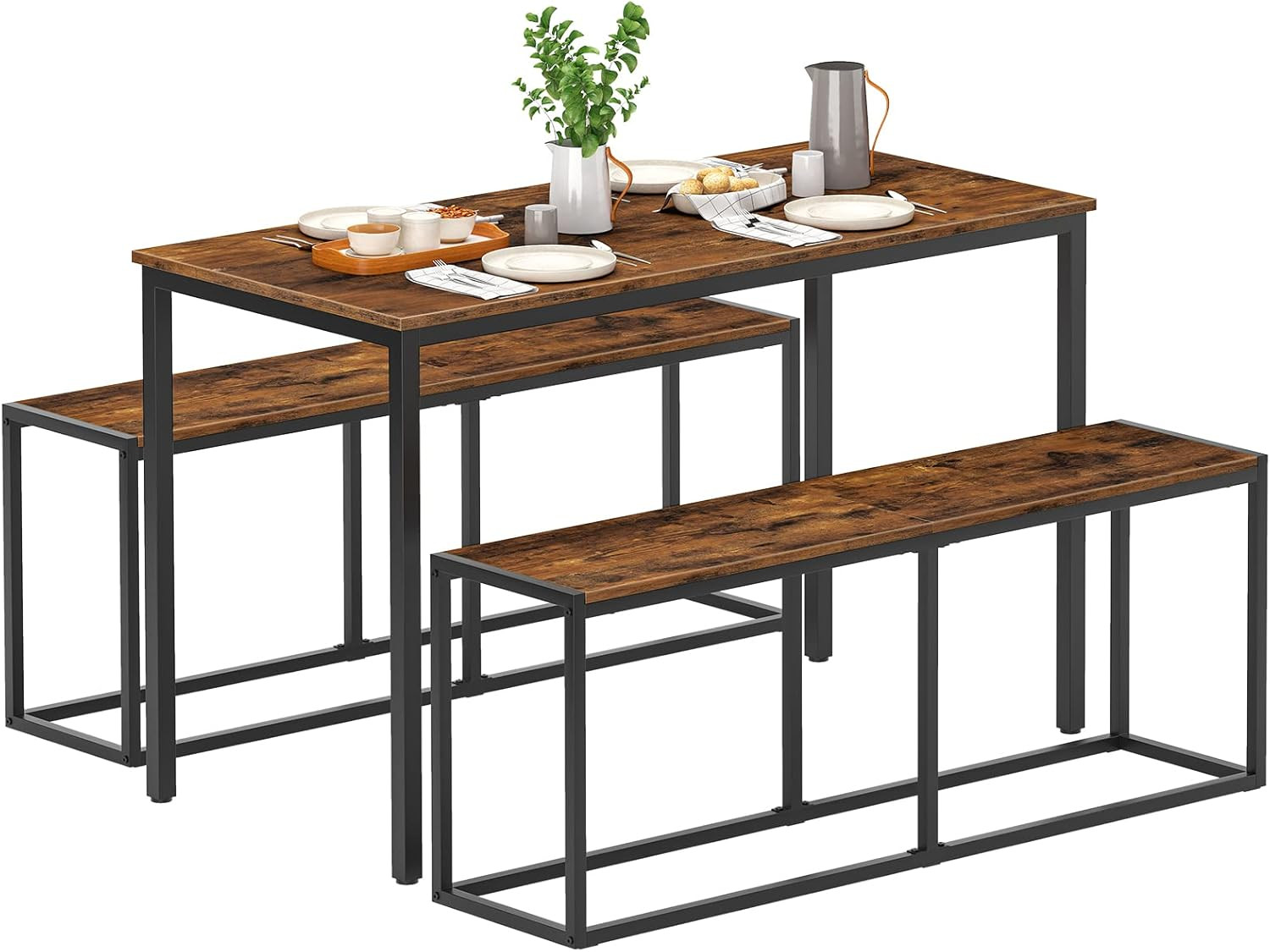 Dining Bench, 47.2 Inch Dining Table Bench, Industrial Style Kitchen Bench, Stee