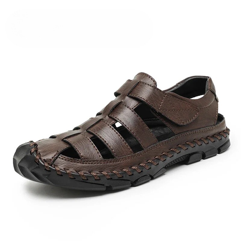 Casual Men Leather Outdoor Summer Shoes Fashion Comfortable Sandals Plus Size