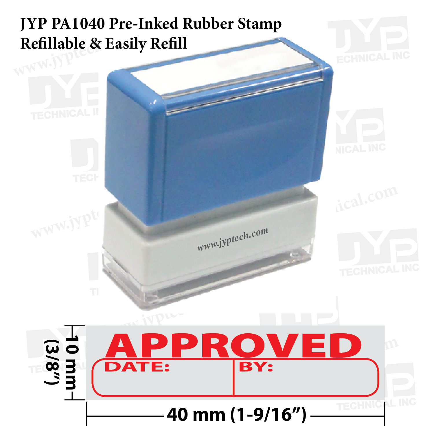 Approved w. Writing Space-JYP PA1040 Pre-Inked Rubber Stamp
