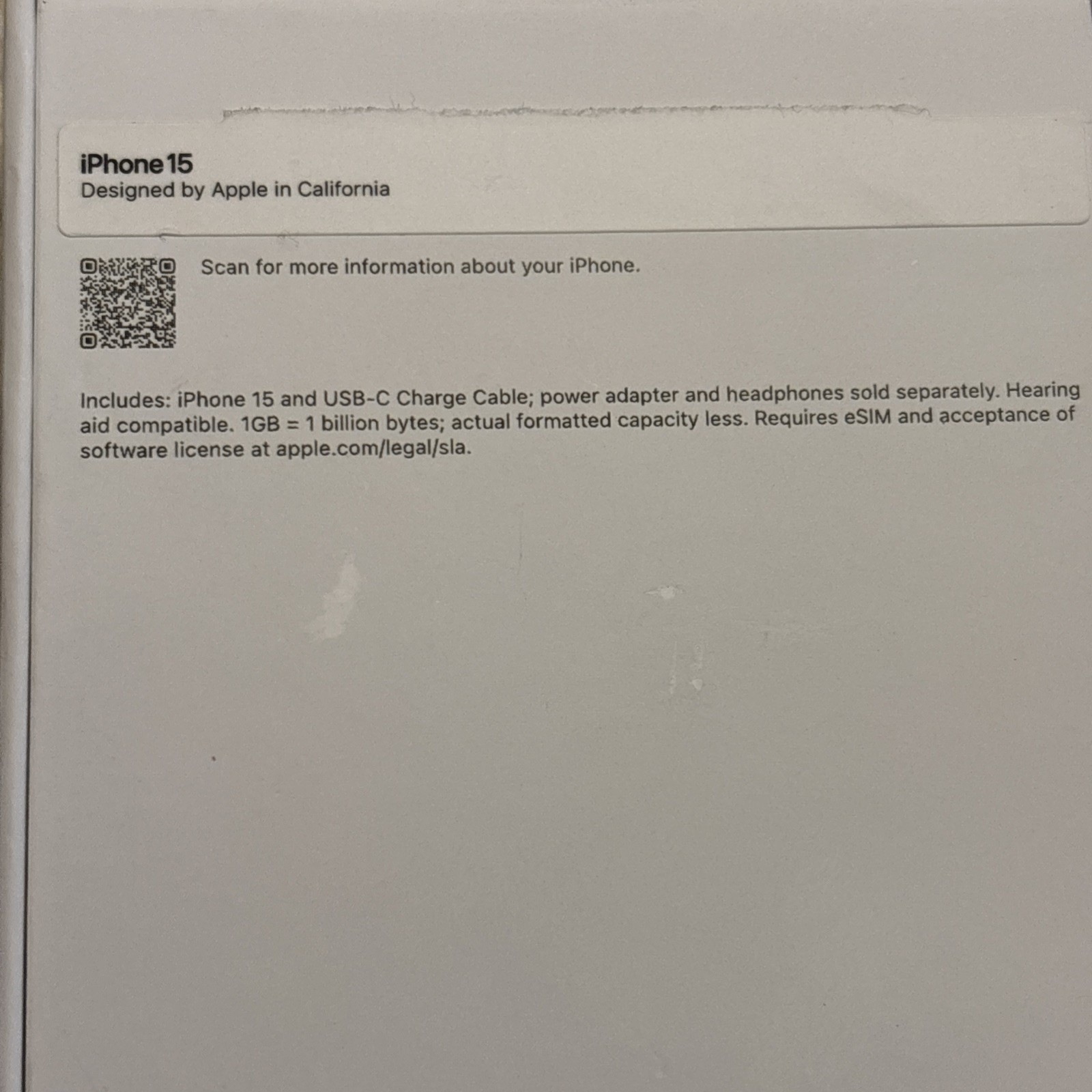 Original Apple iPhone 15 Retail Box Only (INK MARK)