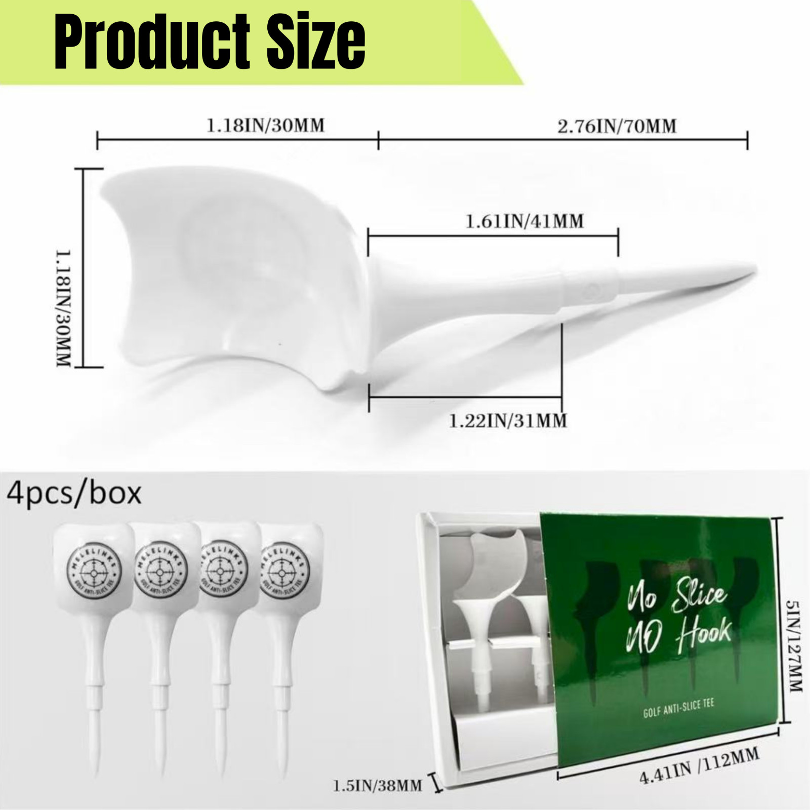 4-Pack Petal-Design Anti-Slice Plastic Golf Tees, Boxed Gift Set