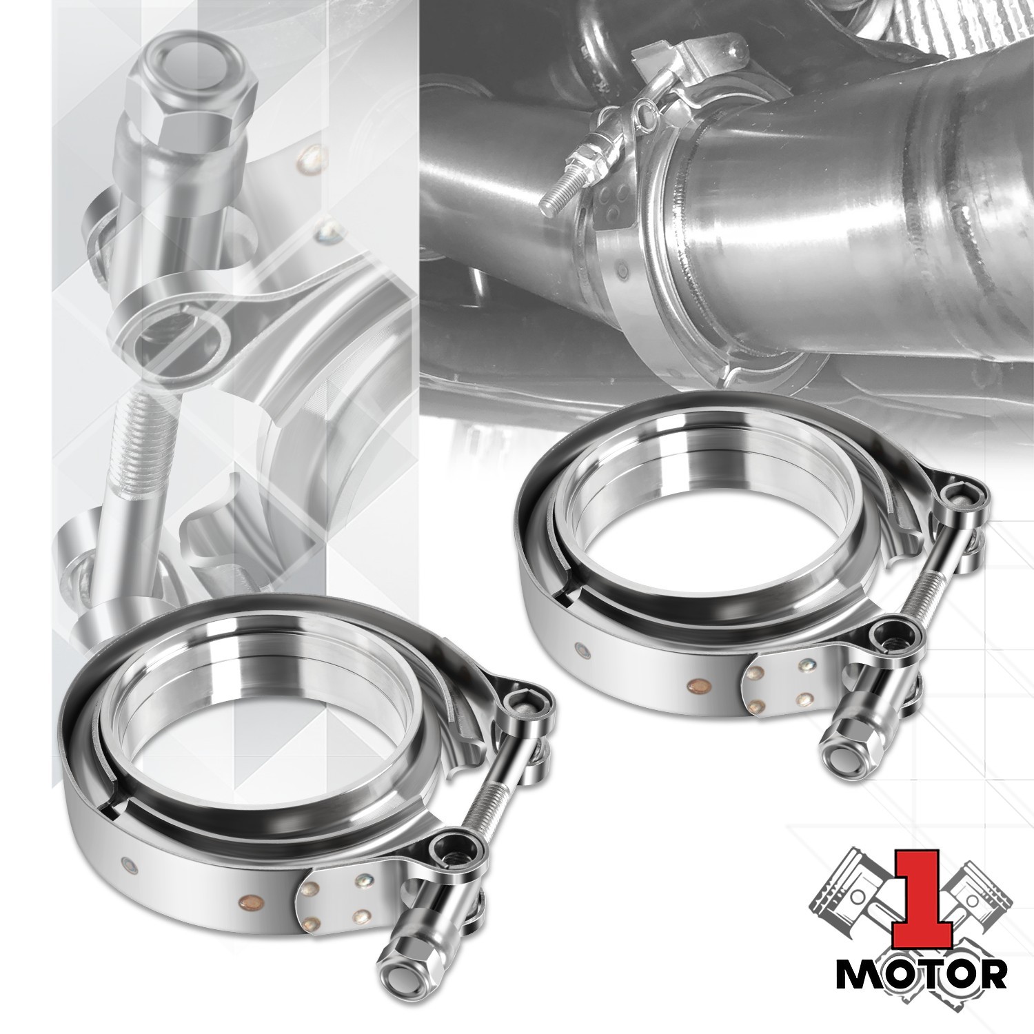 2X 3" OD V-Band Turbo Exhaust Clamp 3" Flange Male Female Set Stainless Steel