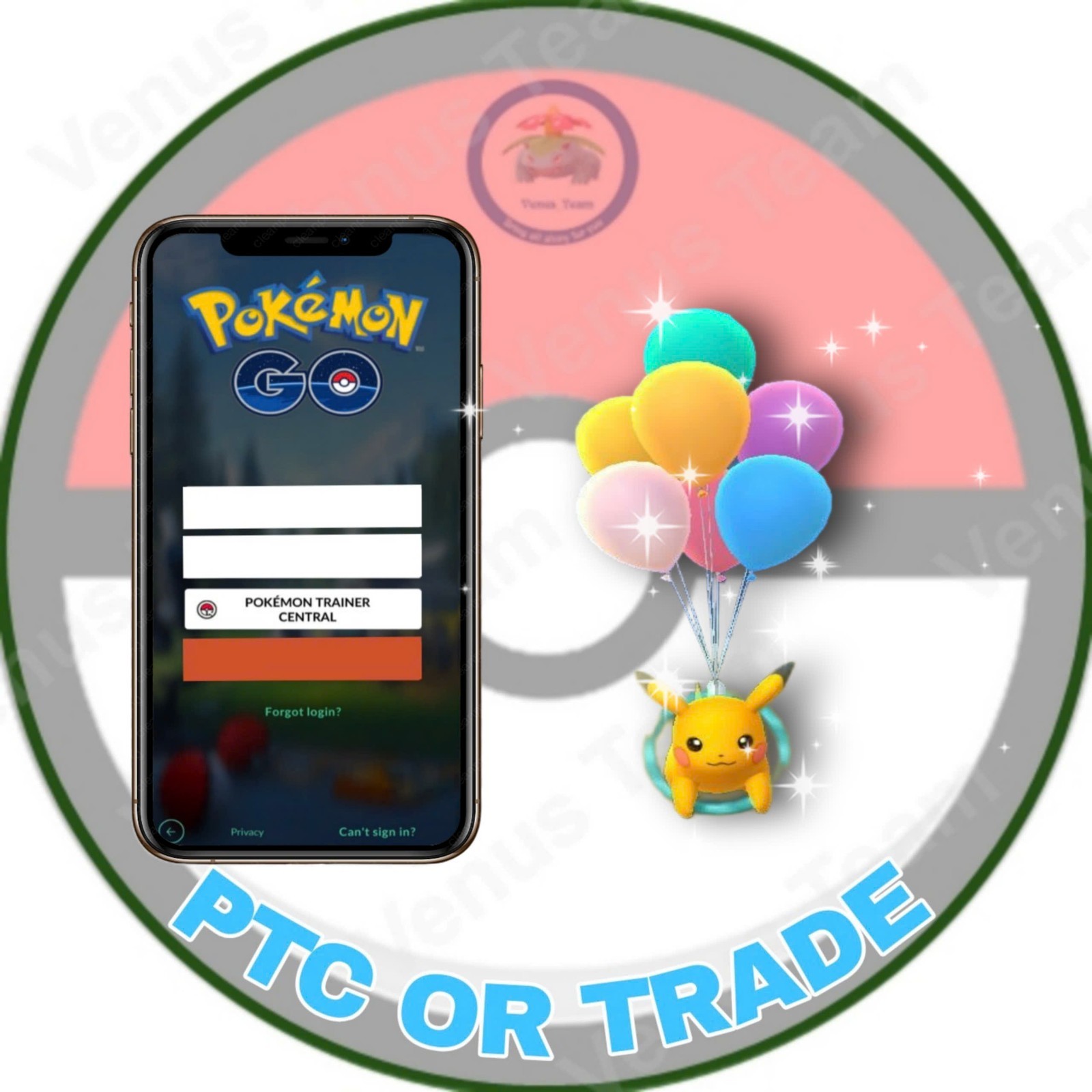 Pokémon Go ✨ Shiny Pikachu Flying With Multicolored Balloons ✨ P T C OR TRADE ✨