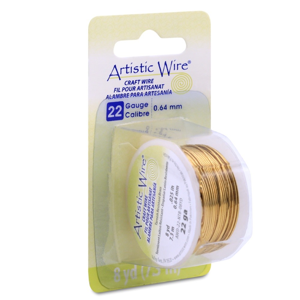 Beadalon 22AWG-NTB Artistic Wire 22 Gauge 8yd-Non-Tarnish Brass (4Pk)