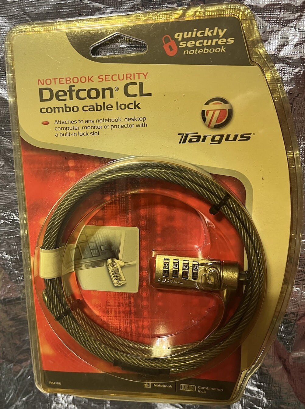 Targus Defcon CL Laptop Notebook Security Combination Lock & Cable PA410U New