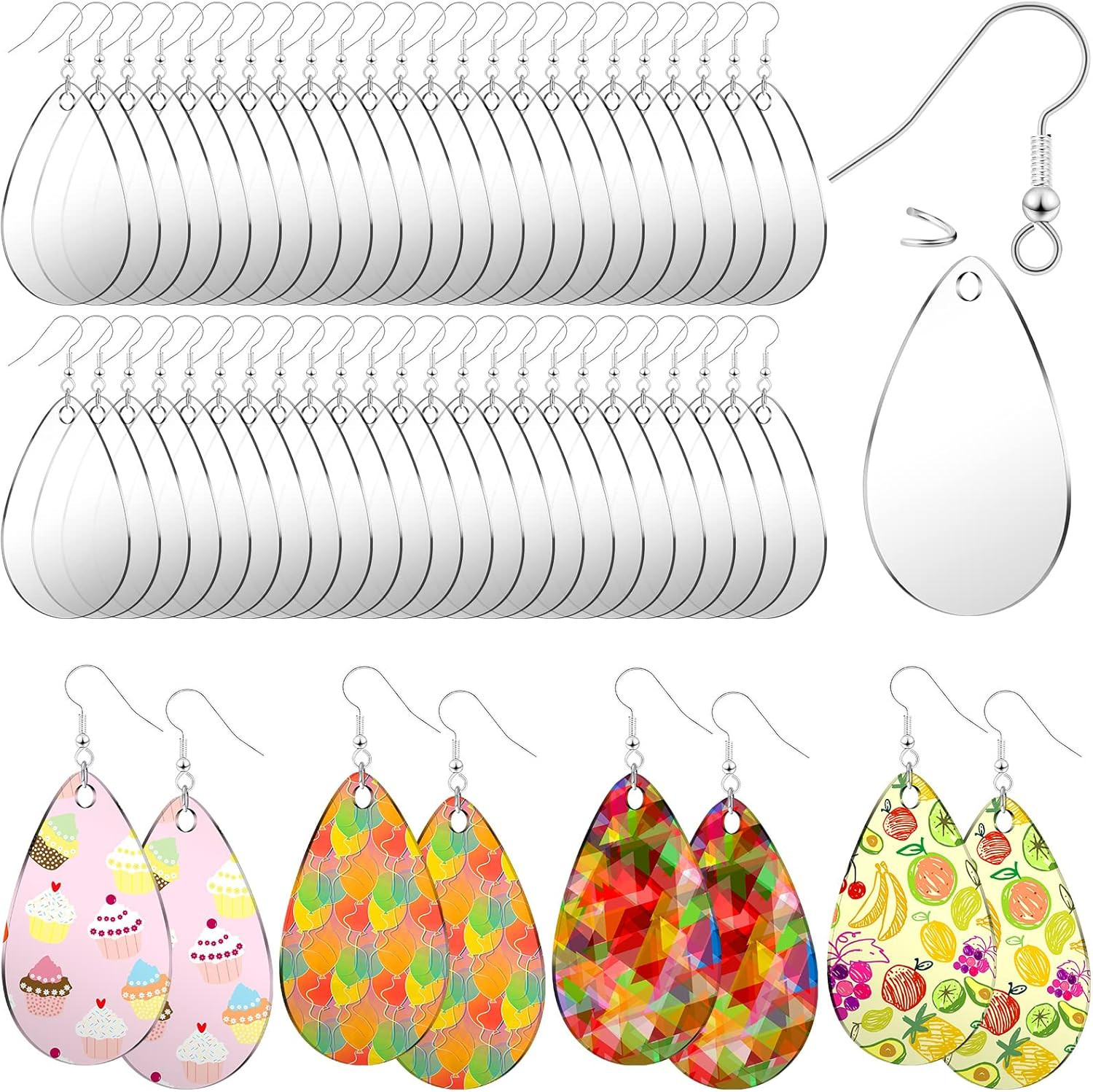 168 Pieces Acrylic Earring Blanks DIY Earrings Making Kit Includes Acrylic Trans