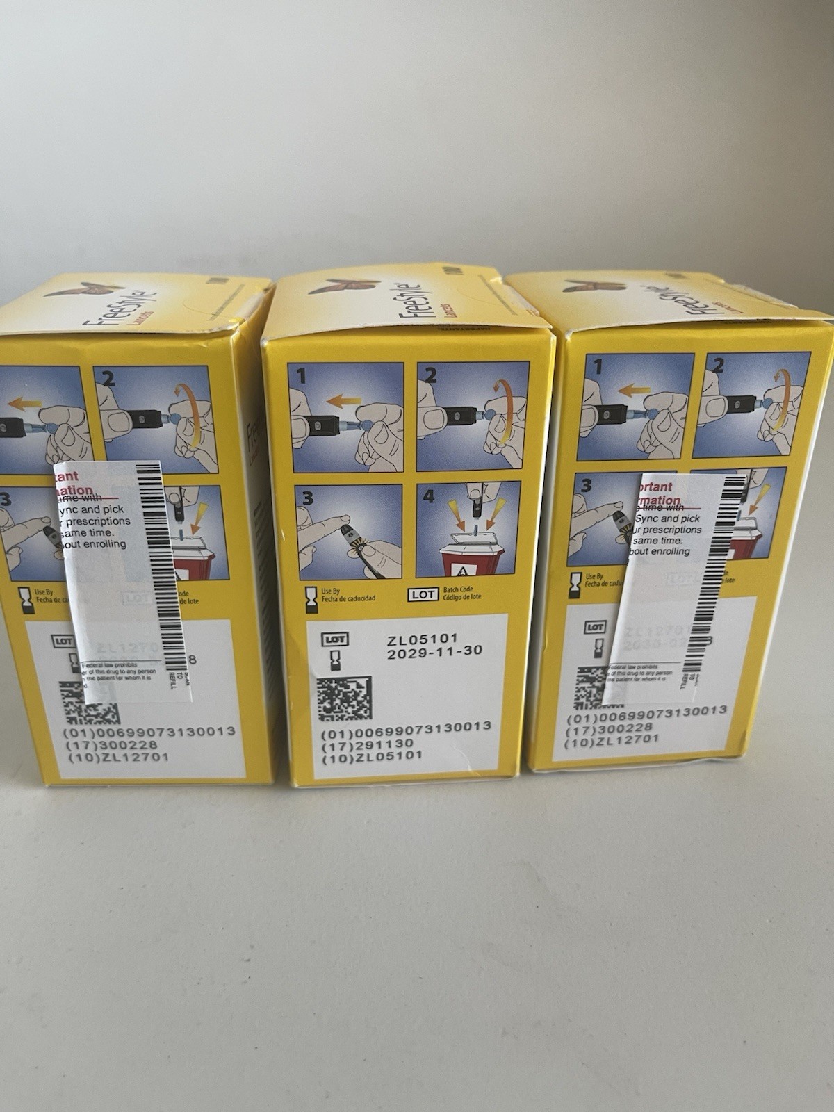 3 boxes of Freestyle 28 Gauge Sterile Lancets, 100 Count. 300 in total