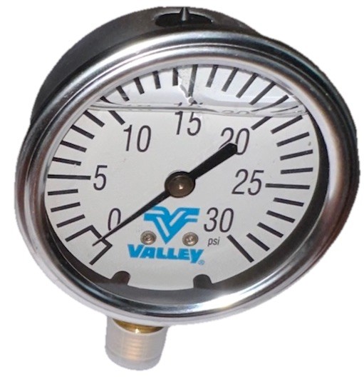 0-30 Psi Pressure Gauge 2.5” Valley Valmont 1/4” Npt 0231122 2-1/2” Pool Filter