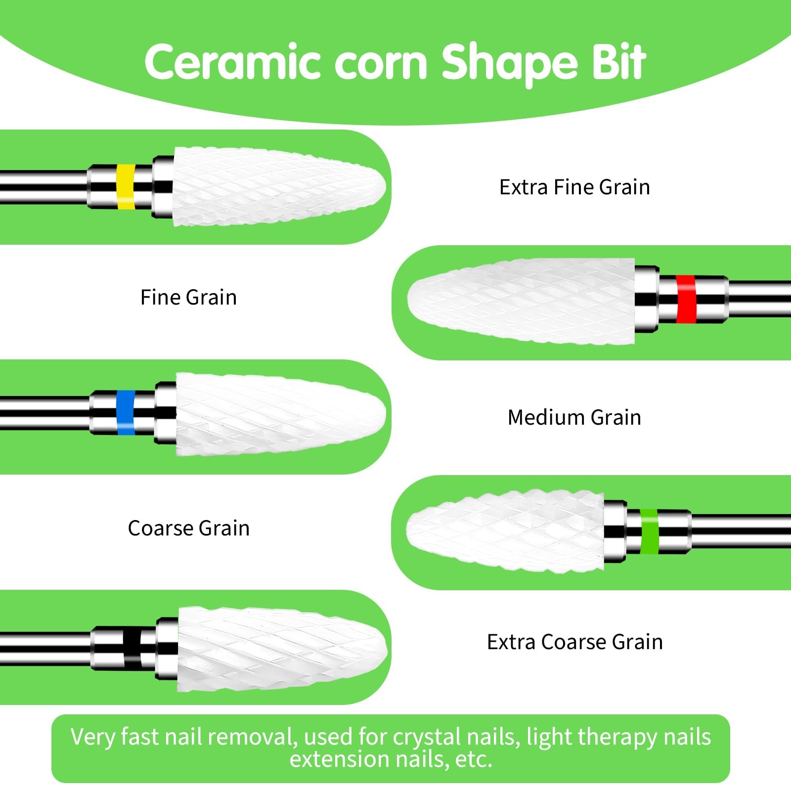 Gjinxi Ceramic Nail Drill Bits Set 5 Pcs Professional Corn Shape Ceramic Bits...