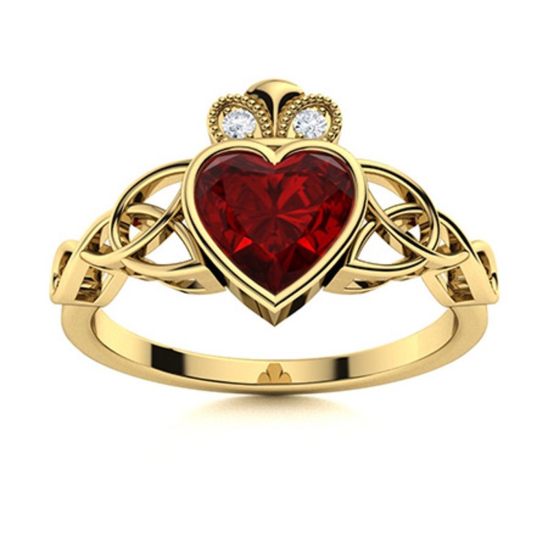 Garnet Gemstone Sterling Silver Three-Stone Womens Gift Ring Jewelry