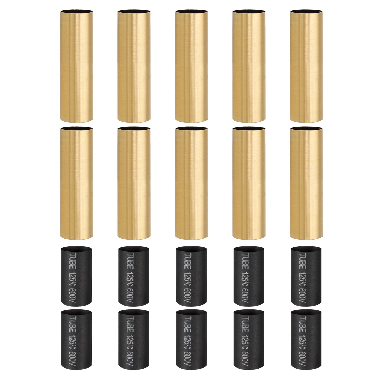 10Pcs 3" Tall E12 Candle Covers Sleeves with Insulation Tube Golden