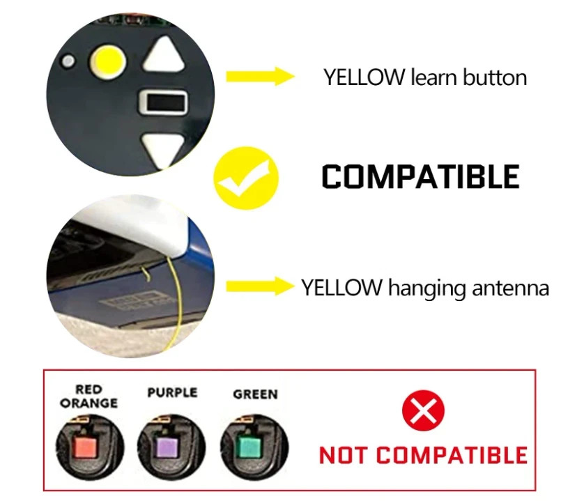 2PCs Garage Door Remote for Chamberlain Craftsman Liftmaster Yellow Learn Button