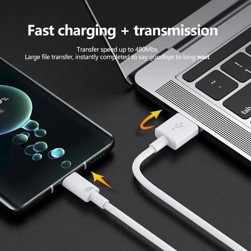 120W USB to USB C Fast Charging Cable 10A Data Sync Cord 1M for Android