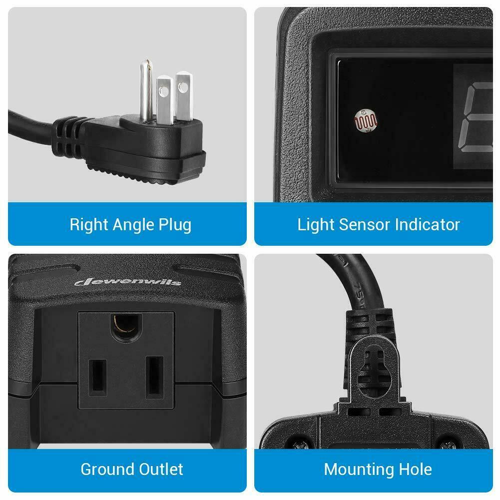 DEWENWIL 2 Pack Countdown Photocell Plug in Timer Electrical Grounded Outlet