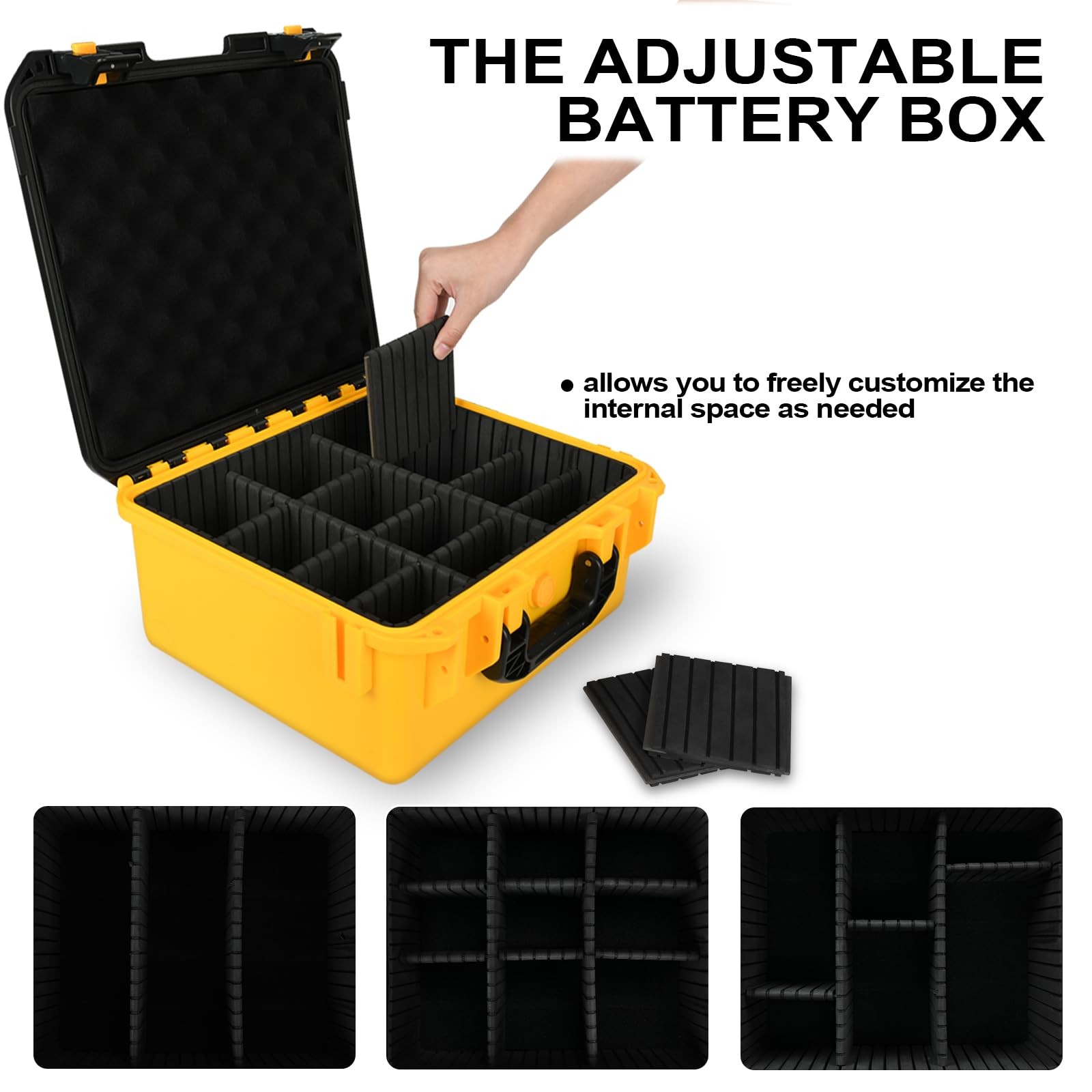 Waterproof Storage Case for 20V Batteries - Organizer with 9 Dividers