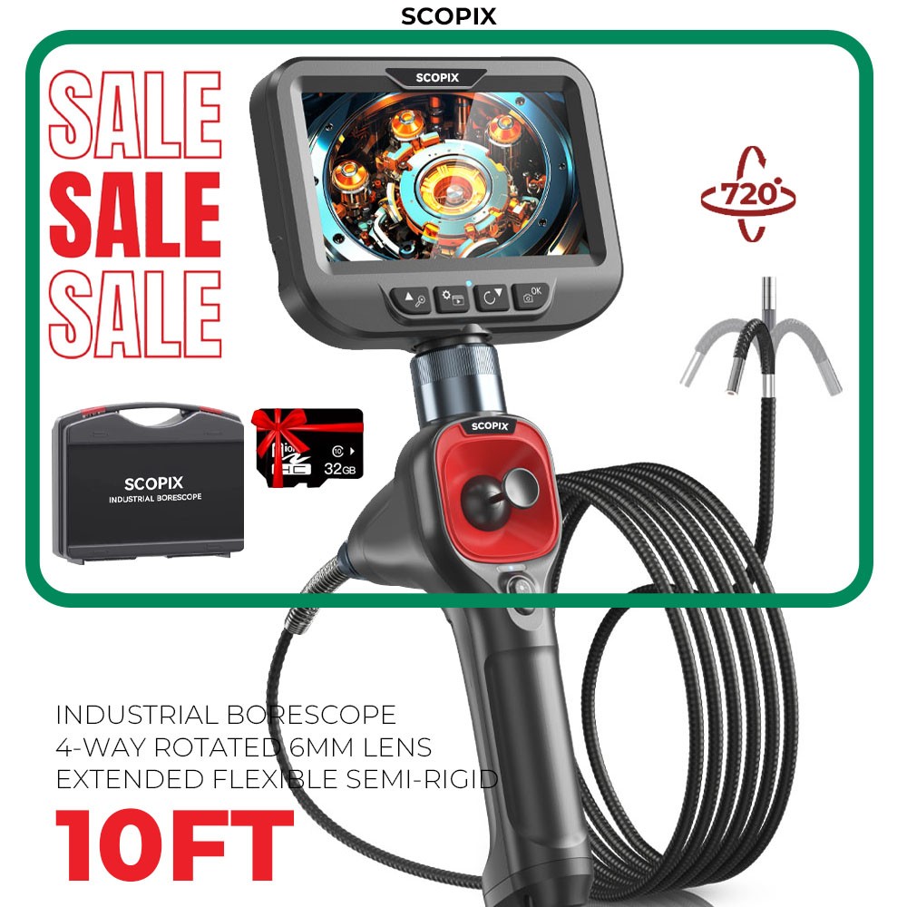 10ft 5ft Long Endoscope Camera Articulating Borescope 4-Way Inspection RALCAM