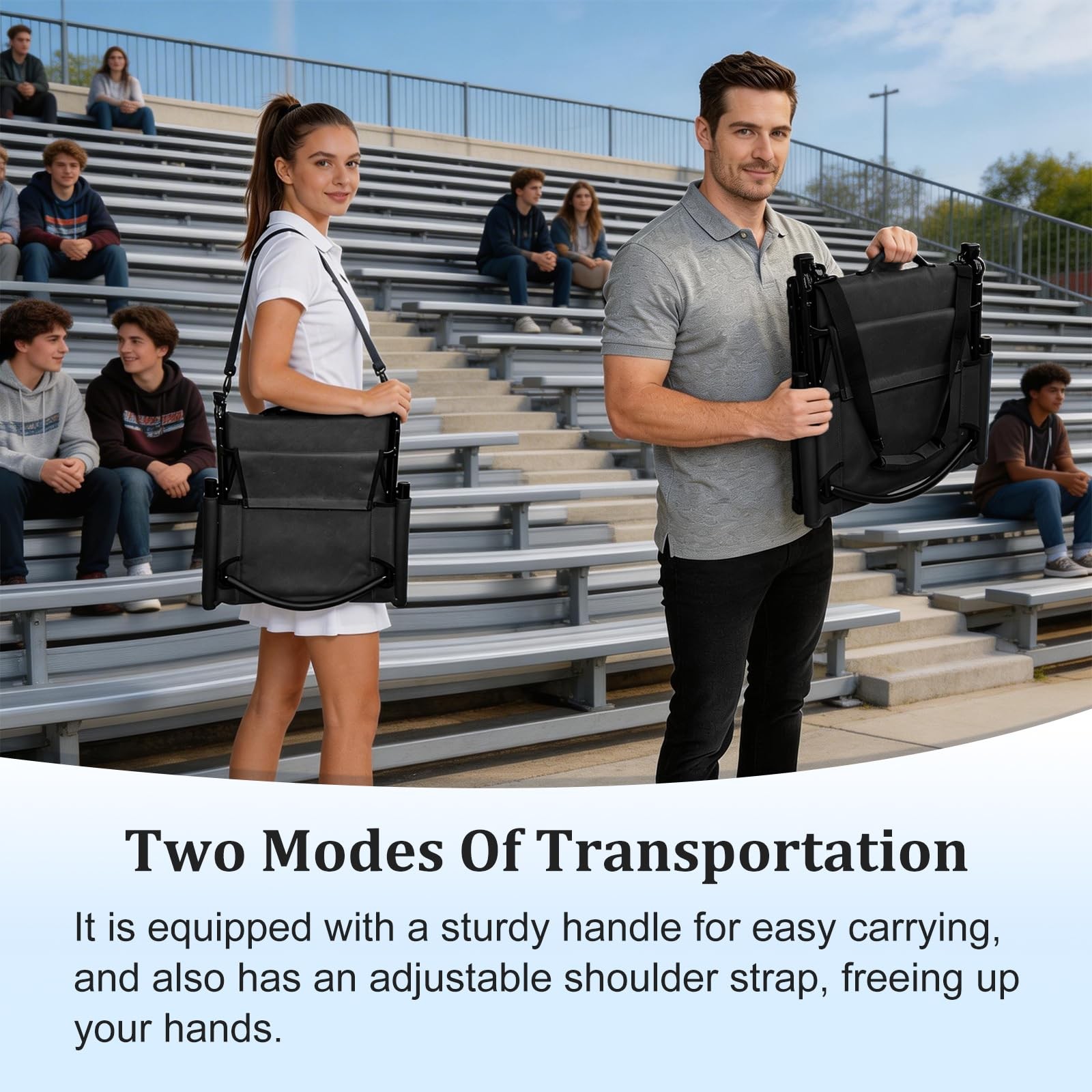 Large Stadium Seats for Bleachers with Back Support and Armrest，Adjustable Ba...