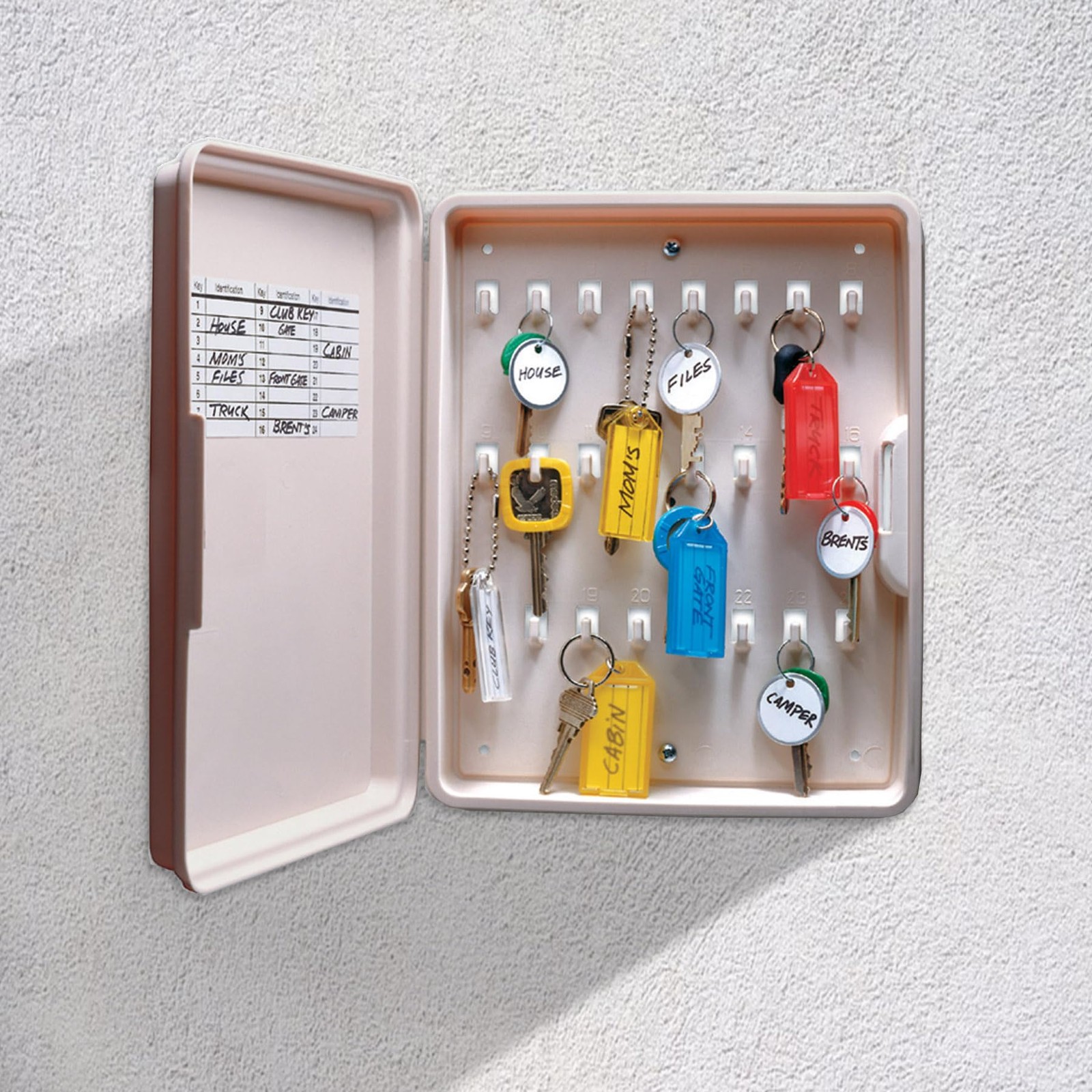 Key Organizer 24 Hook Cabinet, NON-LOCKING, Beige (61000)