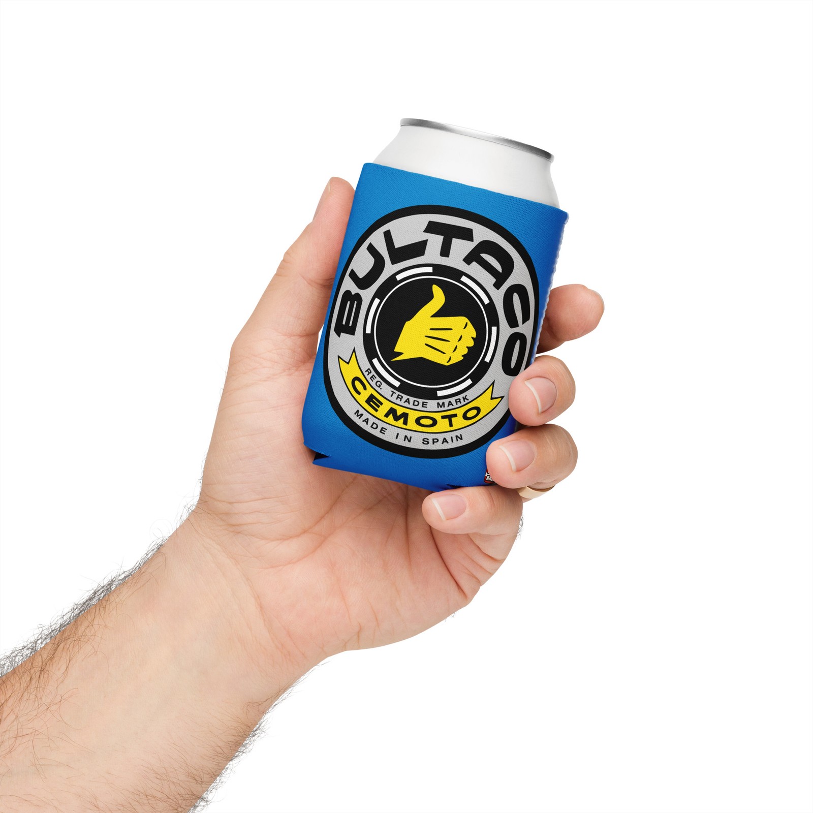 BULTACO Blue Grey Emblem Moto Can Cooler
