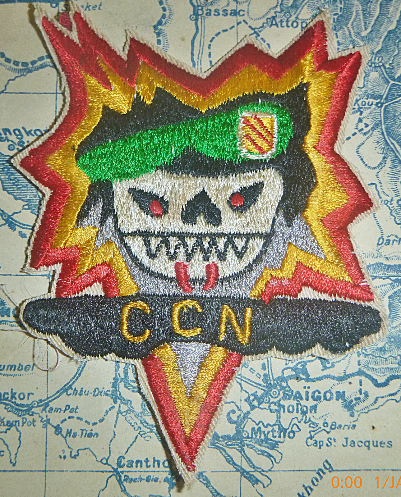 Original Patch - CCN - Shell Burst - 1st/ 5th Special Forces, Vietnam War, D.197
