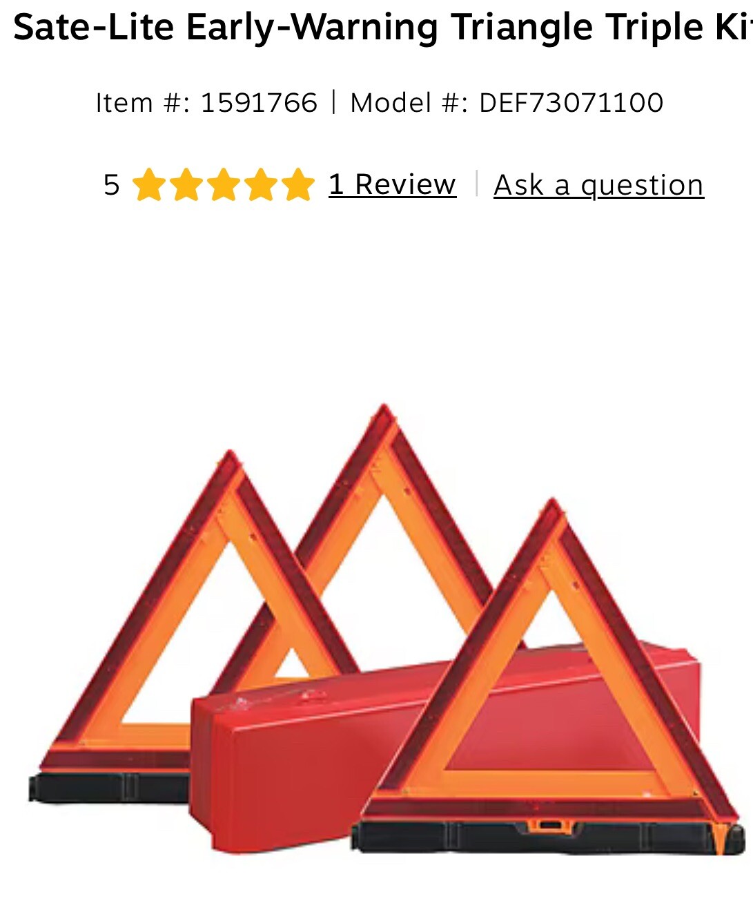 Qty: 2 SATE-LITE 711-00 Early-Warning Triangle Triple Kits