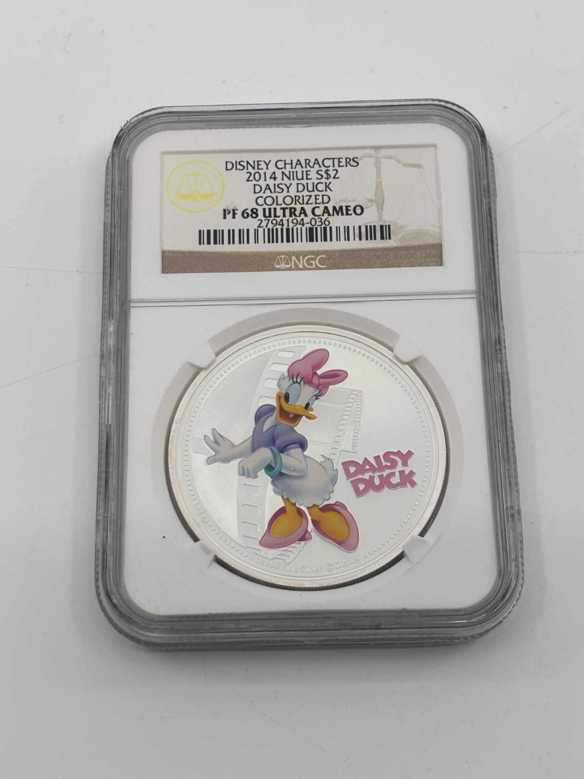 2014 1 OZ SILVER COIN ✪ COLORIZED DAISY DUCK ✪ NGC PF-68 NIUE DISNEY CHARACTERS