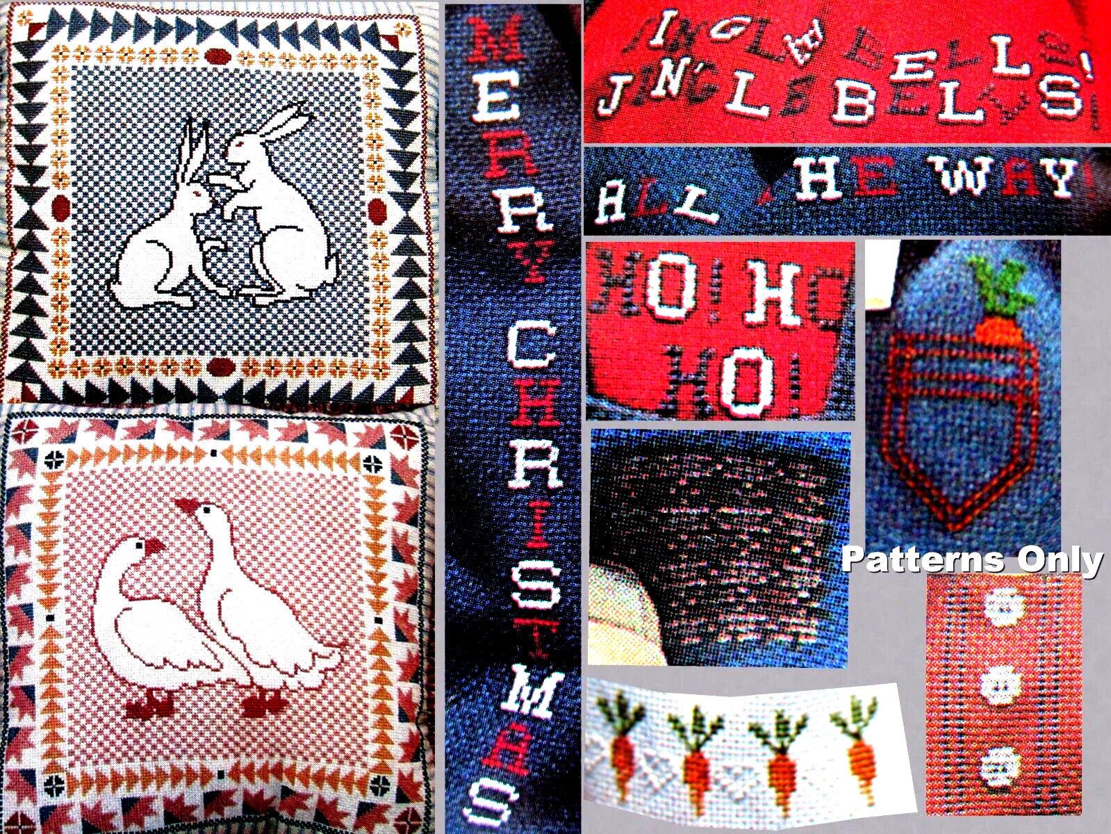 Rabbits Ducks Pillow Design Embellishment for Doll Outfits CROSS STITCH PATTERNS
