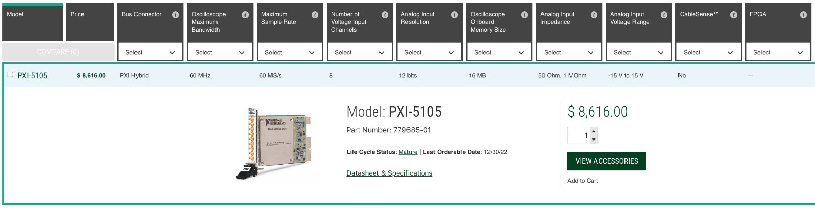 National Instruments PXI-5105 12Bit 60MS/s