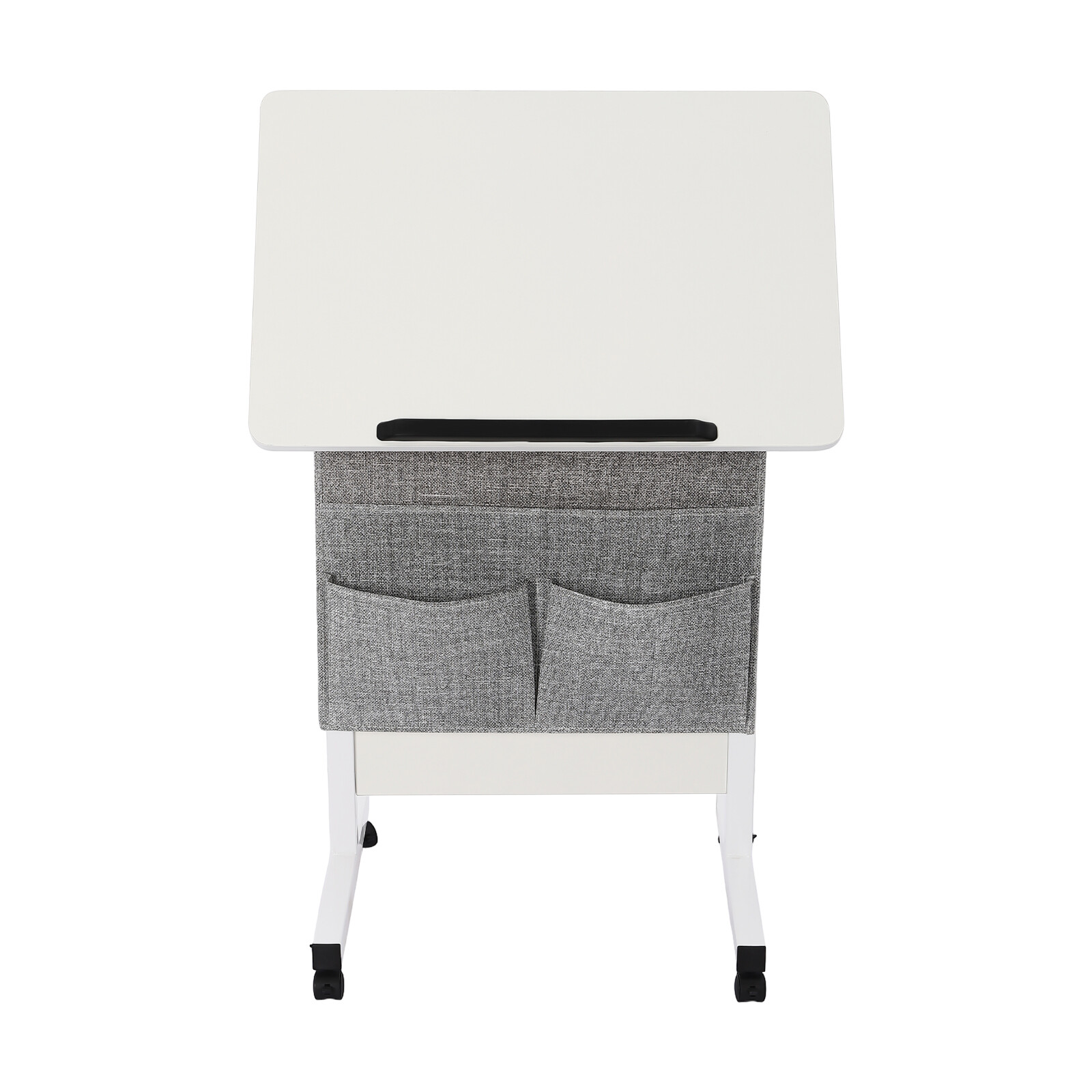 Rolling Laptop Desk Office Computer Table Adjustable Height Stand up w/ Storage
